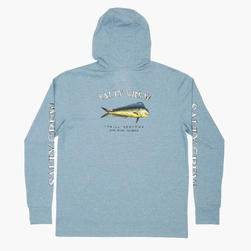 Salty Crew El Dorado Hoodie Tech Tee - Harbor Blue Cool Men's Distressed