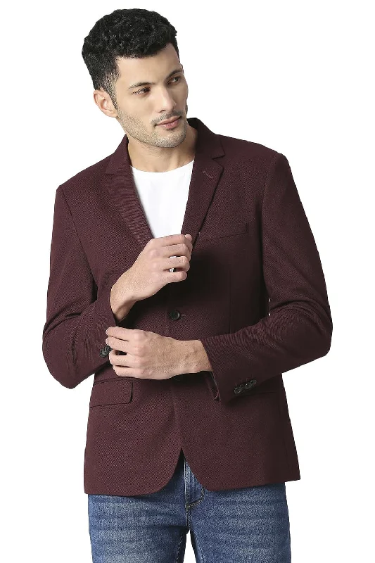 Comfort Fit Self Structure Knit Blazers Artistic Men's Avant