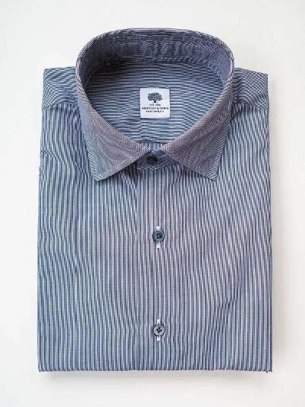 Mille Striped Cotton Dress Shirt - Charcoal Sleek Men's Contemporary 