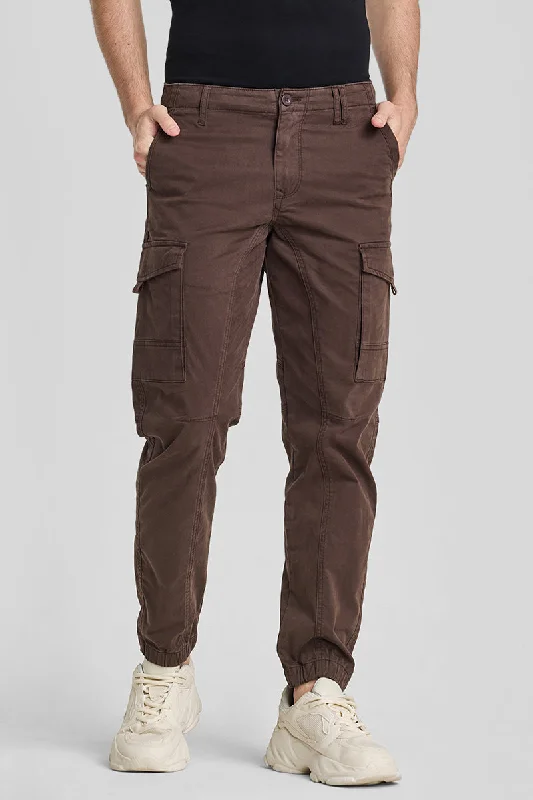 Brown Slim Fit Cargo Pants Artistic Men's Hand