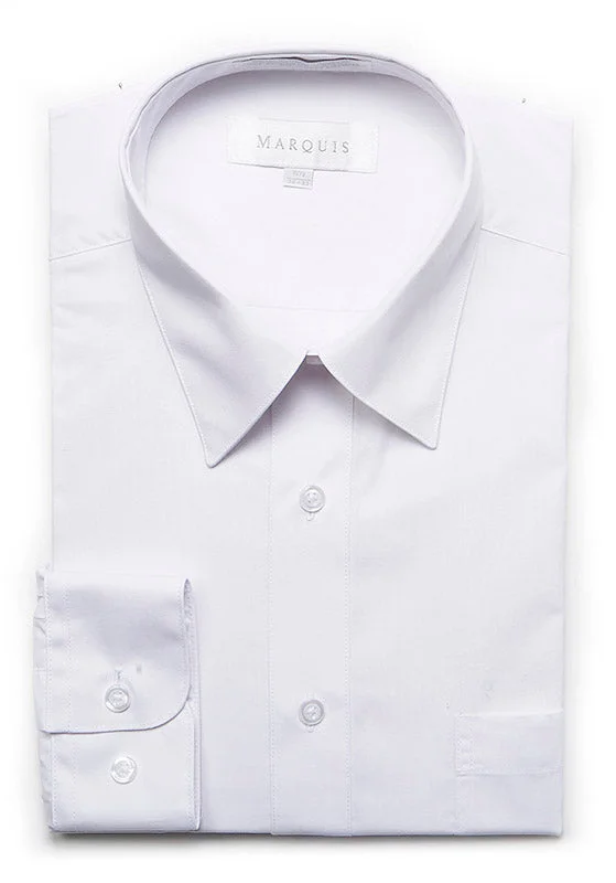 Marquis Men's Classic Fit Solid Dress Shirt - White Relaxed Men's Australian 