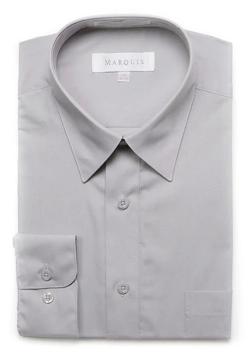 Marquis Men's Classic Fit Solid Dress Shirt - Silver Organic