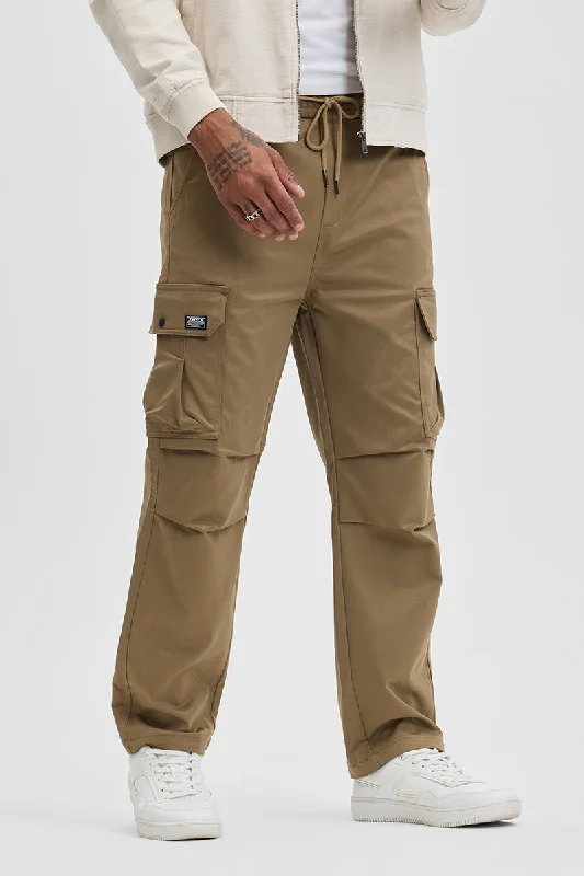 Brown Relaxed Fit Cargo Pant Sporty Men's Athleisure 