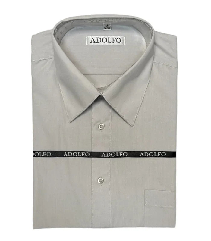 ADOLFO REGULAR FIT DRESS SHIRT-Light Grey Monochromatic Office Style