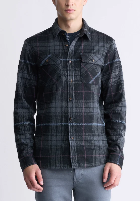 Samme Men's Blanket Shirt in Black Plaid - BM24305 Unique Men's Patch