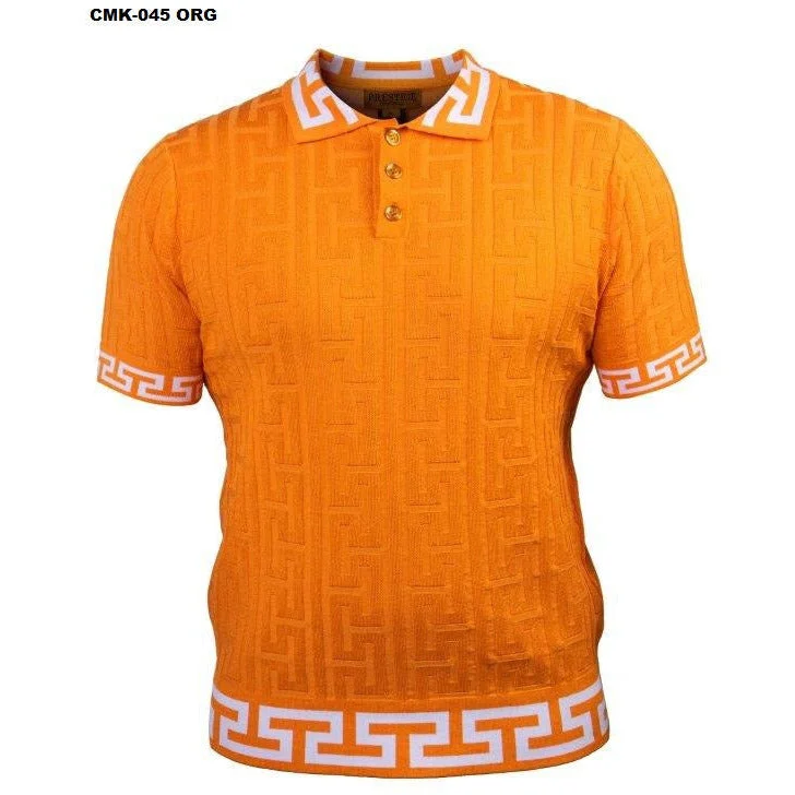 PRESTIGE GREEK KEY ORANGE POLO SHIRT Classic Men's Pin