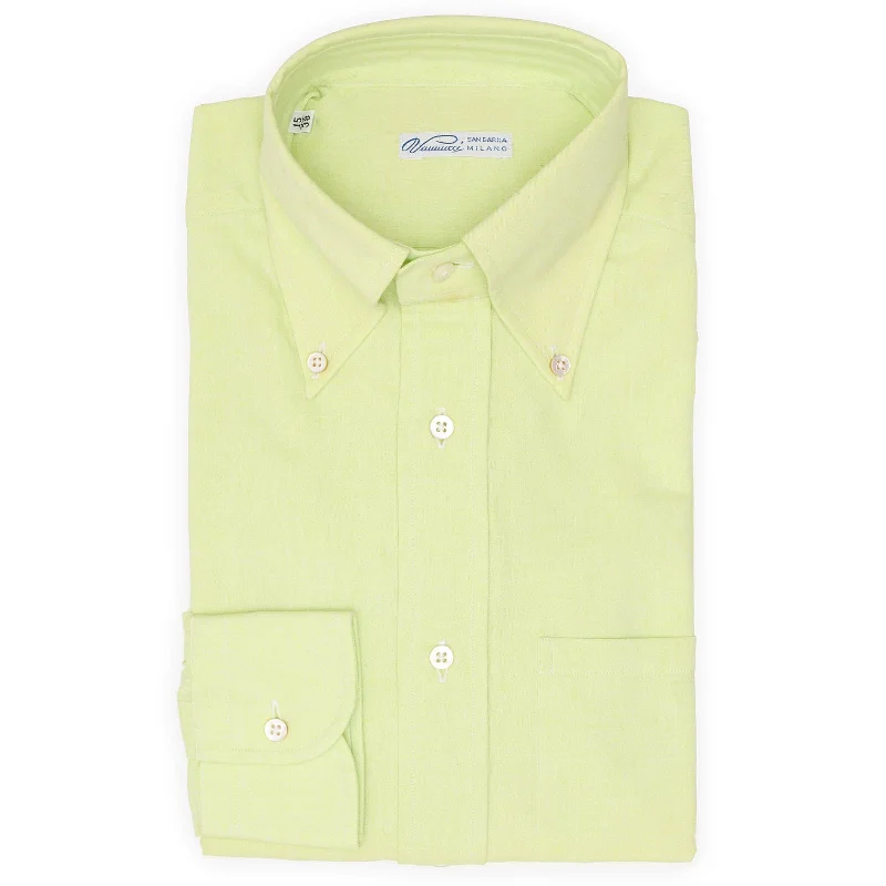 VANNUCCI Milano Lime Green Soft Button-Down Collar Dress Shirt NEW Tailored