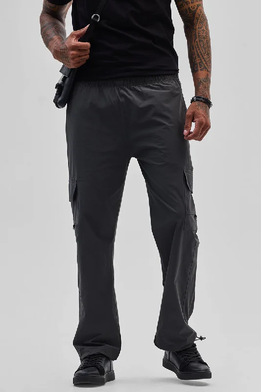 Charcoal Grey Relaxed Fit Parachute Pants Tough Men's Tactical