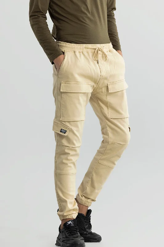 Combat Cream Soft Denim Cargo Pant Cozy Men's Winter