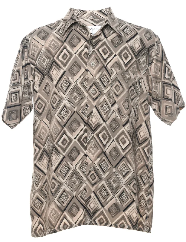 1990s Geometric Pattern Shirt - M Practical Men's Multi