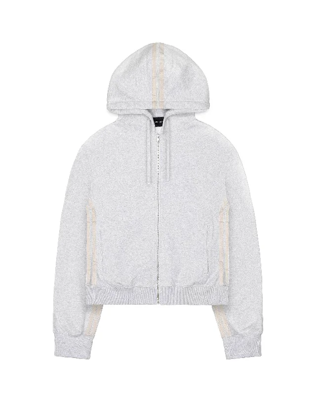 Grey Zip Track Hoodie Polished Men's Silk