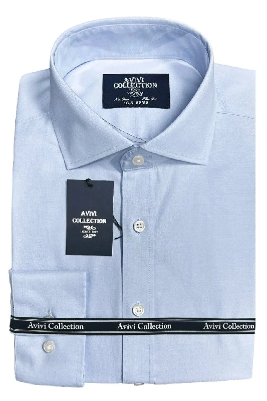 Avivi Collection Cotton Slim Fit Dress Shirt - Light Blue Lumberjack