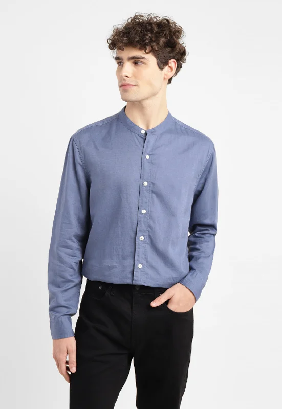 Men's Solid Slim Fit Linen Shirt Hip Men's Urban