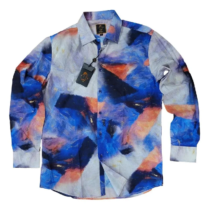 Cigar Royal Blue Casual Shirt S-4413 Stylish Men's Tropical 