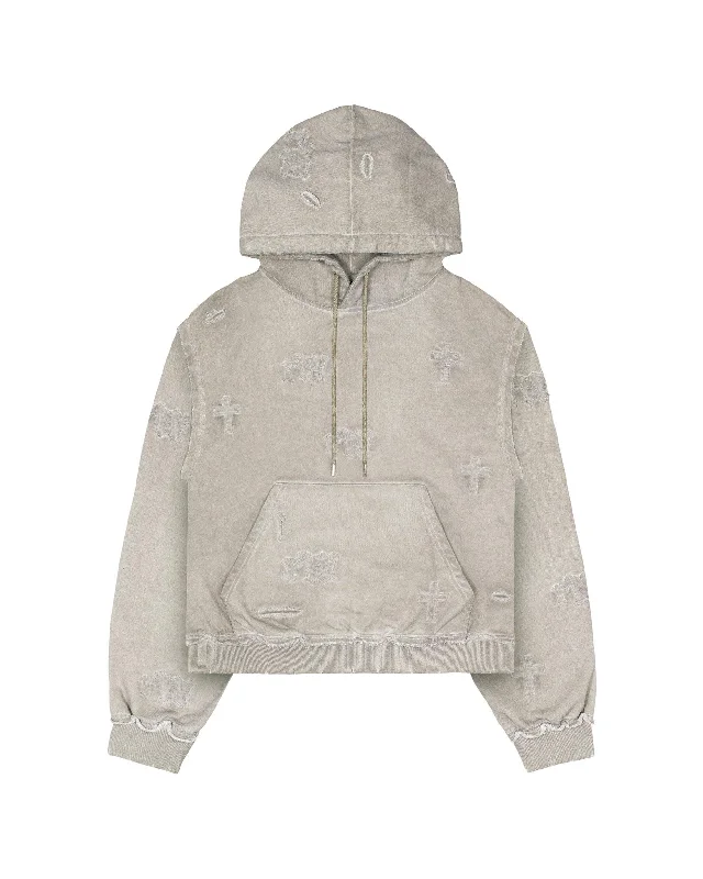 Beige Ghost Cross Hoodie Casual Men's Short