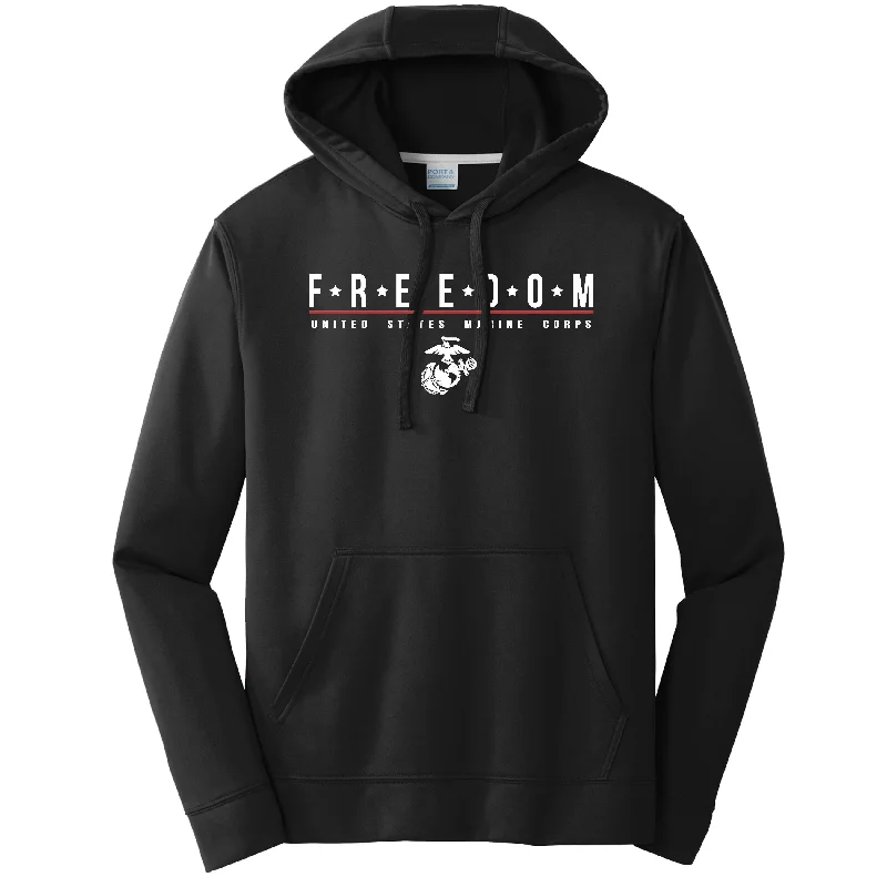 USMC Freedom Black Performance Hoodie (Captain's Special) Monochromatic All