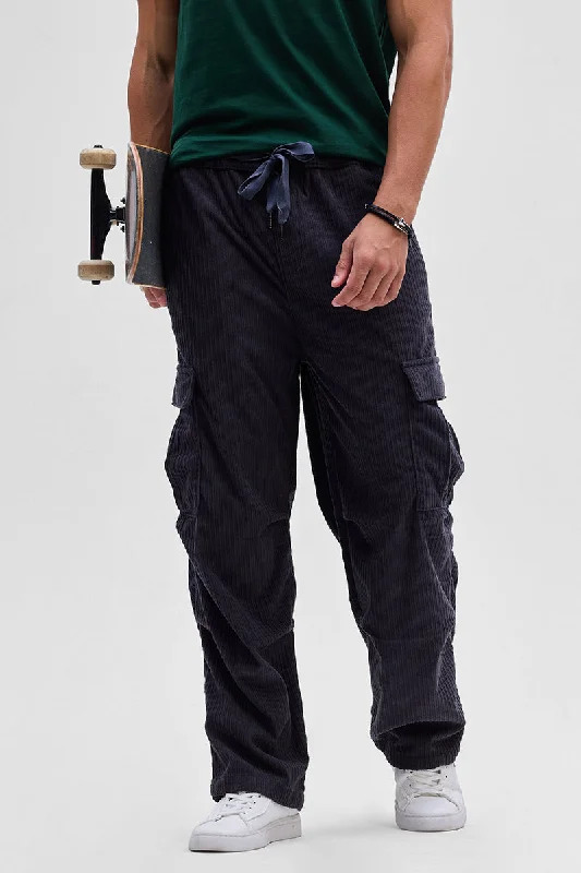 Navy Corduroy Baggy Fit Cargo Modern Men's Tech