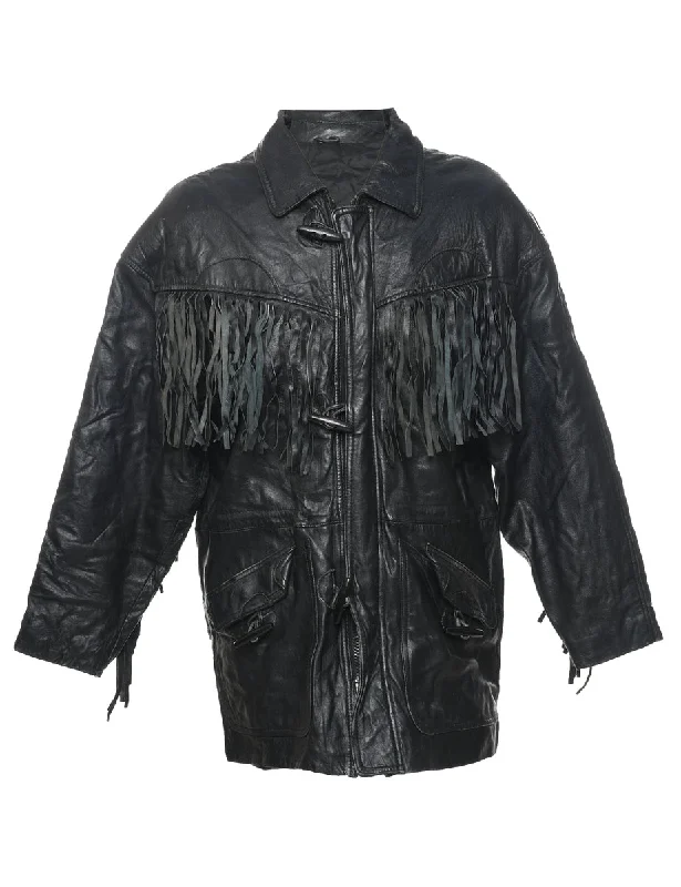 Fringed Leather Jacket - M Stylish Men's Tropical 