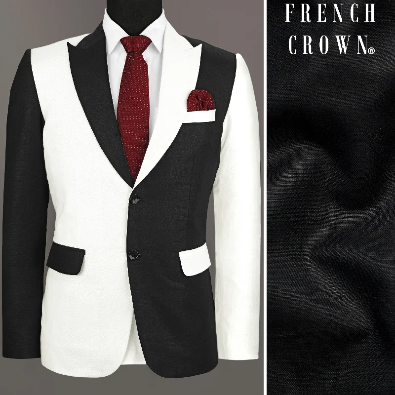 Black & White Luxurious Linen Blazer Practical Men's Quick