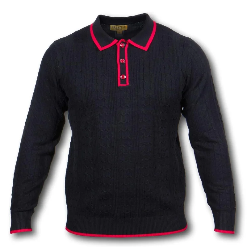 Prestige Black Red Luxury Polo Shirt - SYM Tailored