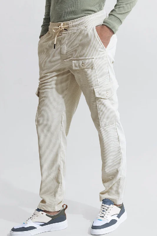 Cullin Off-White Corduroy Cargo Pant Vintage Men's 1970S Disco