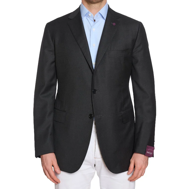 SARTORIA PARTENOPEA Handmade for VANNUCCI Gray Wool Super 130's Jacket EU 56 NEW US 46 Refined Men's Velvet