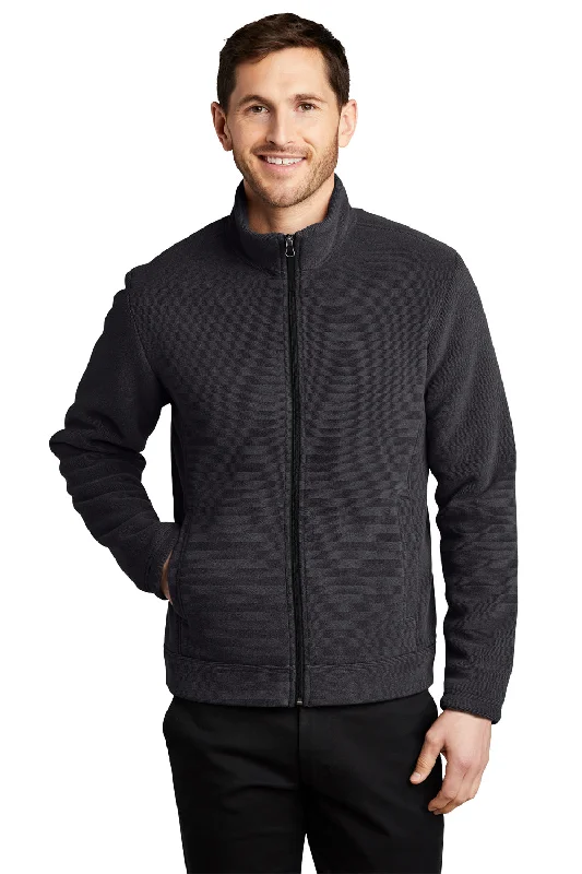 Port Authority Mens Ultra Warm Brushed Fleece Full Zip Jacket - Graphite Grey/Deep Black Monochromatic Office Style