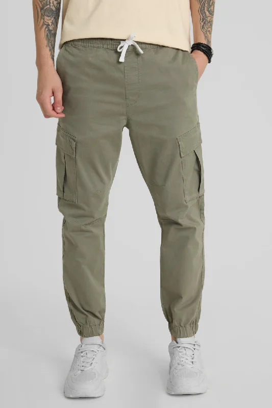 Sage Slim Fit Cargo Pants Sleek Men's Metallic