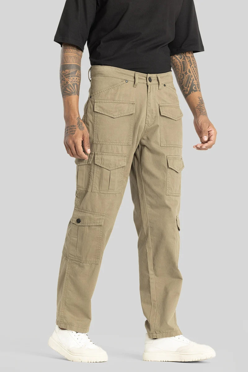 Nils Loose Fit Khaki Cargo Pants Stylish Men's Neon