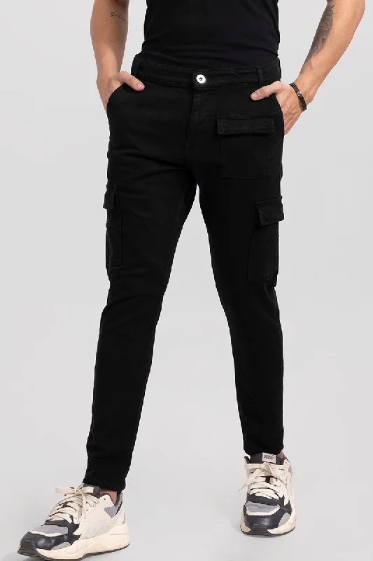 Xavie Black Cargo Jeans Dynamic Men's Moto