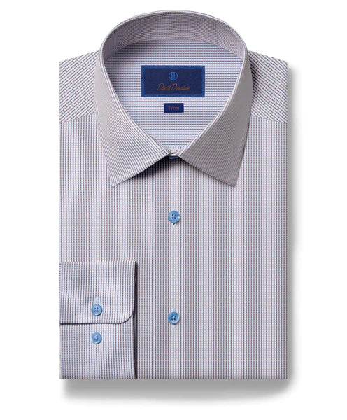 David Donahue Dune Dobby Micro Check Dress Shirt Trendy Men's Bucket