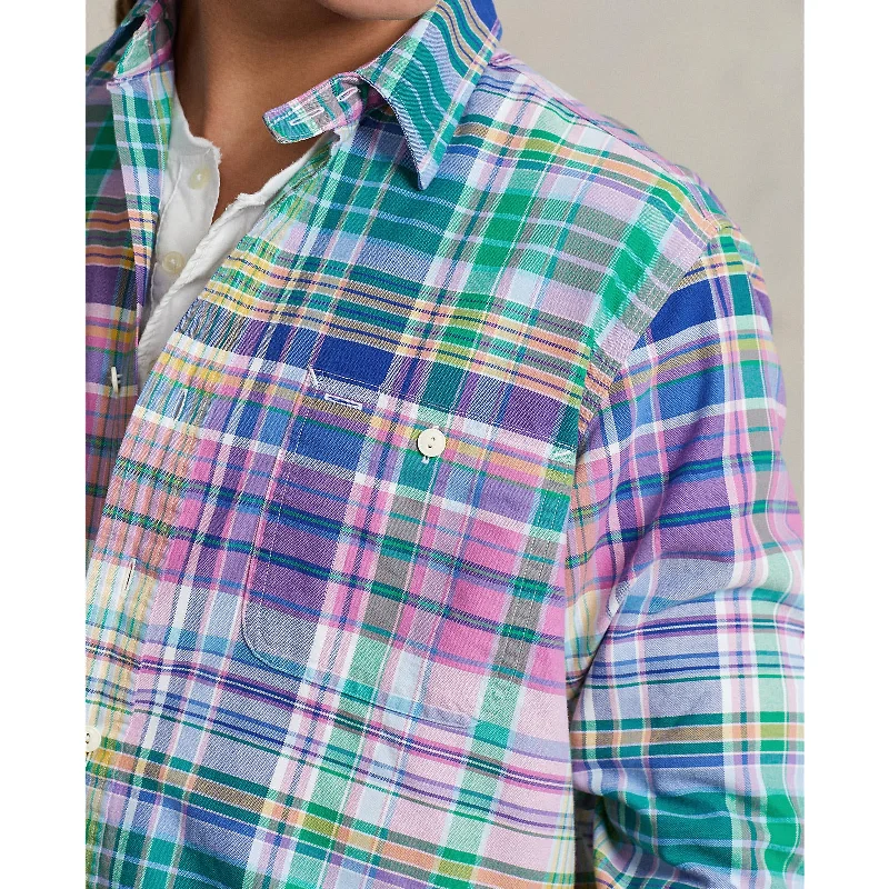 Oxford Shirt - Plaid - Pink/Green Multi Relaxed Men's Australian 