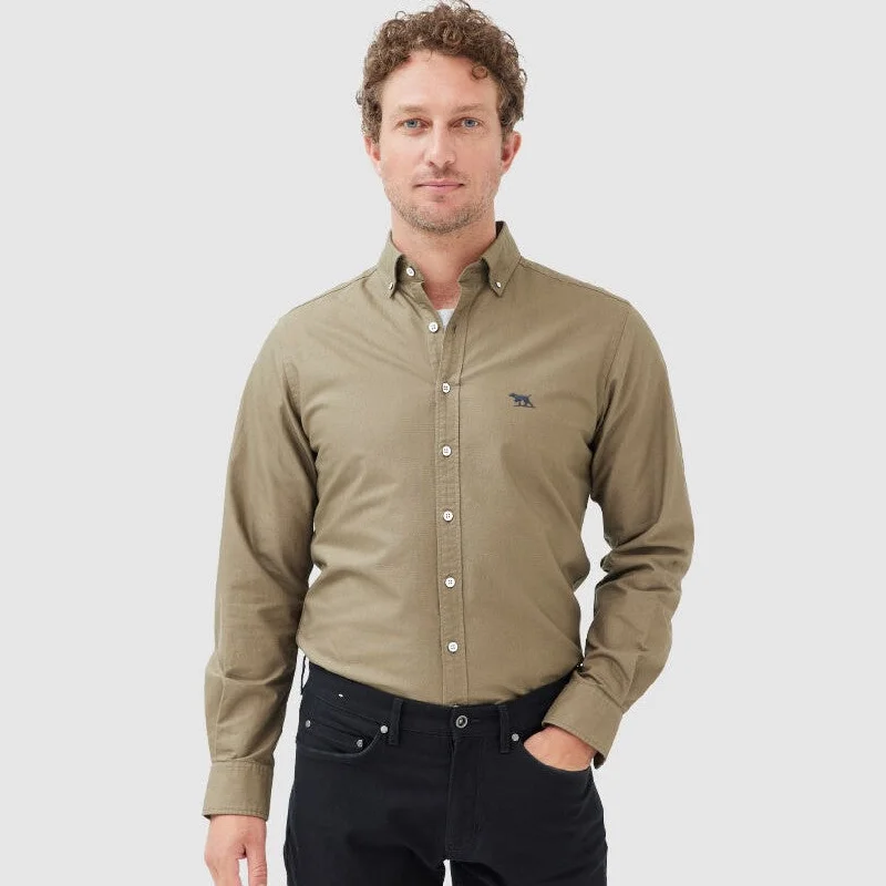 Rodd & Gunn - Gunn Oxford Shirt - Sports Fit - Olive Trendy Men's Scandinavian