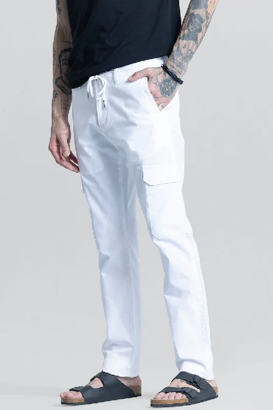 City Breeze White Linen Cargo Pant Luxurious Men's High