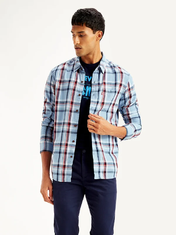 Men's Plaid Slim Fit Shirt Casual Men's Loose