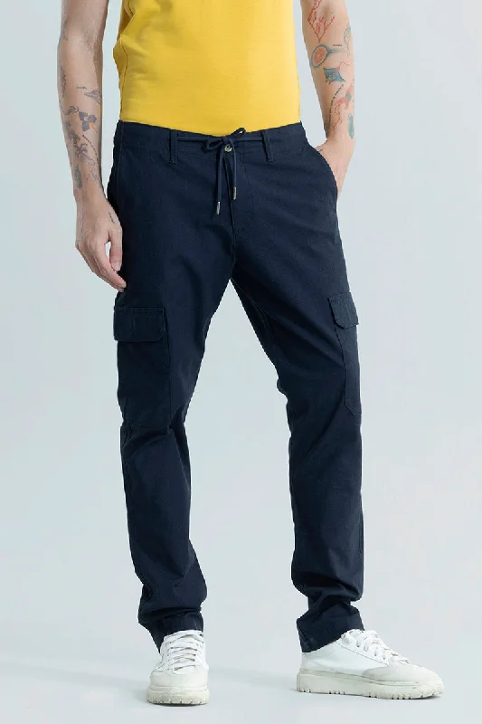 City Breeze Navy Linen Cargo Pant Street