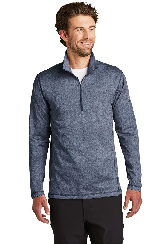 The North Face Mens Tech Pill Resistant Fleece 1/4 Zip Jacket - Heather Urban Navy Blue - Closeout Sporty Men's Athleisure 