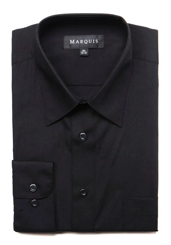 Marquis Men's Classic Fit Solid Dress Shirt - Black Beach