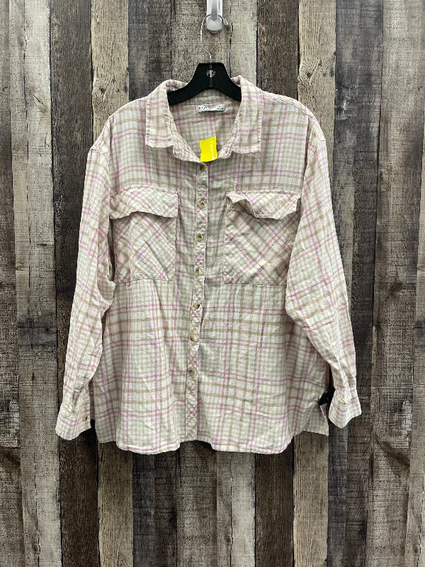 Top Long Sleeve By Arizona In Plaid Pattern, Size: L Organic