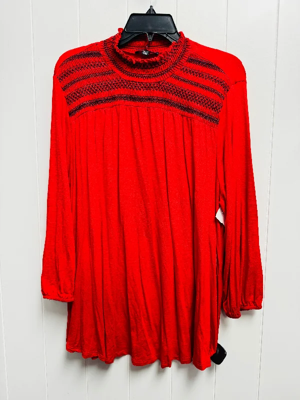 Top Long Sleeve By Lane Bryant In Red, Size: 18 Artistic Men's Avant