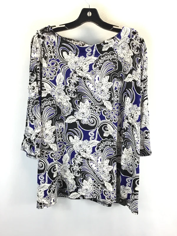 Top 3/4 Sleeve By Avenue In Black & Blue, Size: 18 Monochromatic Office Style