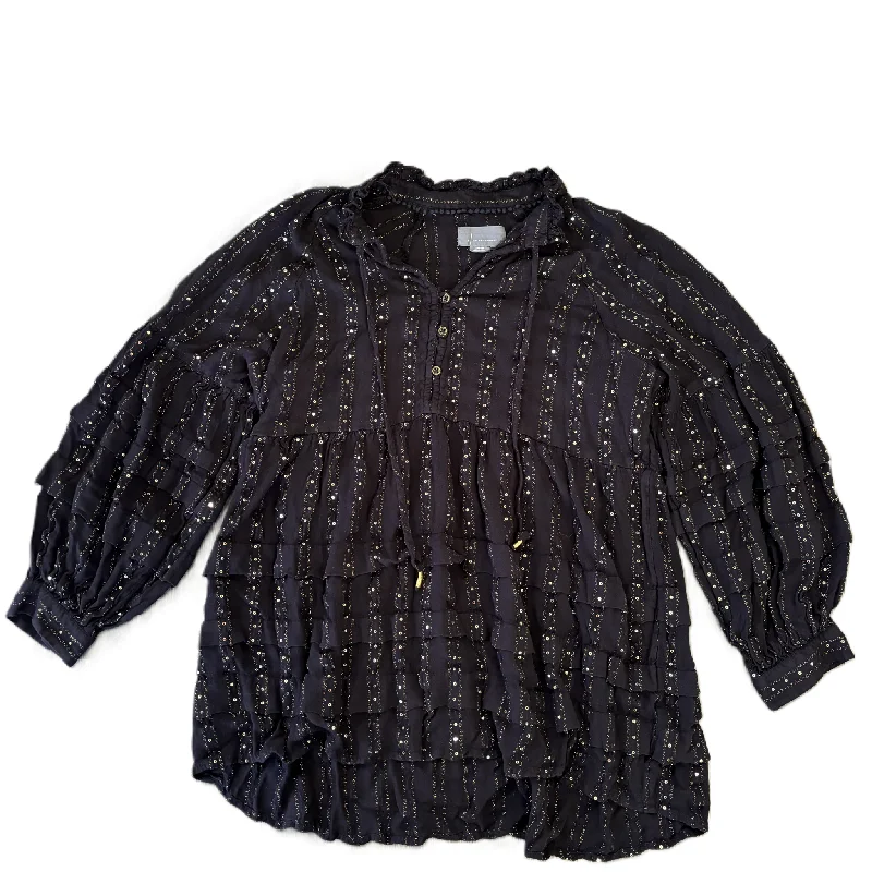 Top Long Sleeve By Anthropologie In Black, Size: L British Gentleman Style