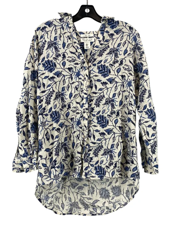 Top Long Sleeve By Rachel Zoe In Blue & Cream, Size: S Trendy Men's Bucket