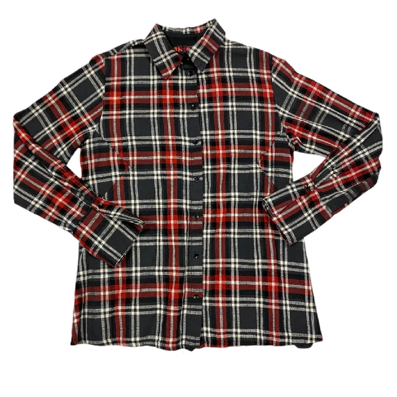 Top Long Sleeve By ISLE In Plaid Pattern, Size: S Casual Men's Loose