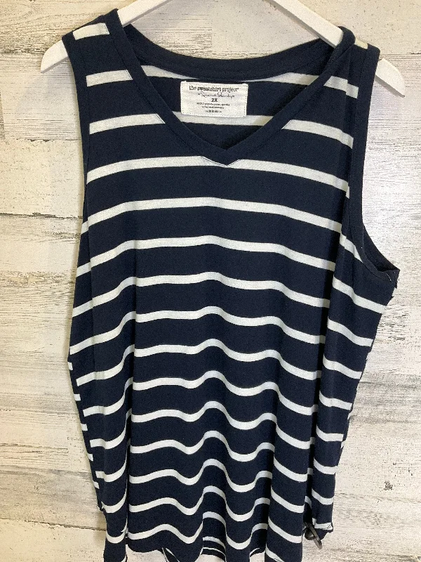 Blue & White Tank Top Clothes Mentor, Size 2x Street