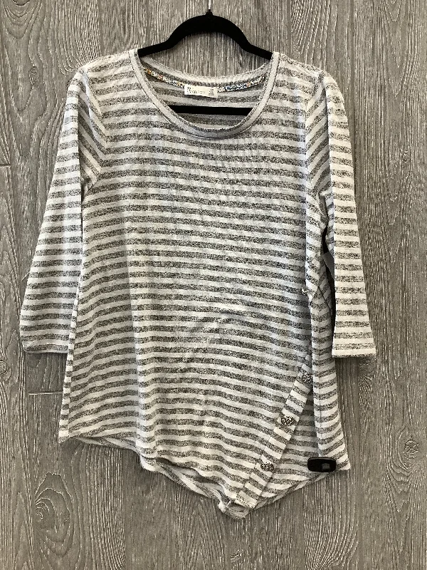 Top 3/4 Sleeve By 89th And Madison In Striped Pattern, Size: L Trendy Men's Oversized