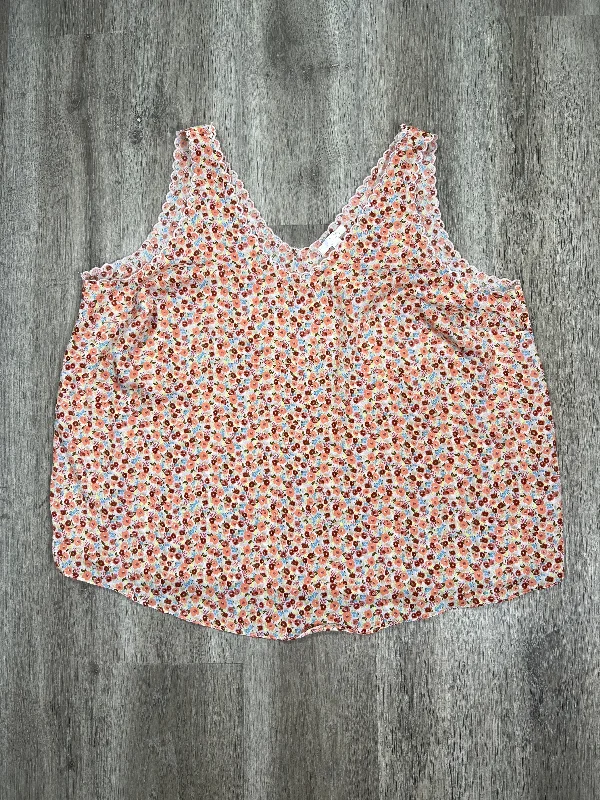 Floral Print Tank Top Lc Lauren Conrad, Size 1x Rugged Men's Outdoor 