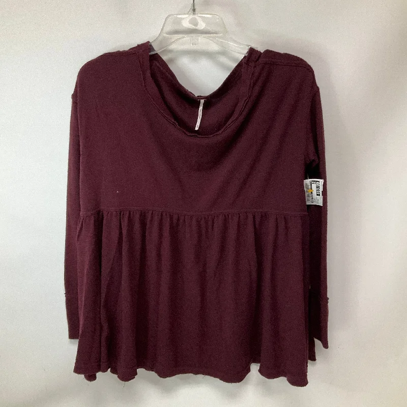 Top Long Sleeve By Free People In Maroon, Size: Xs Masculine Men's 