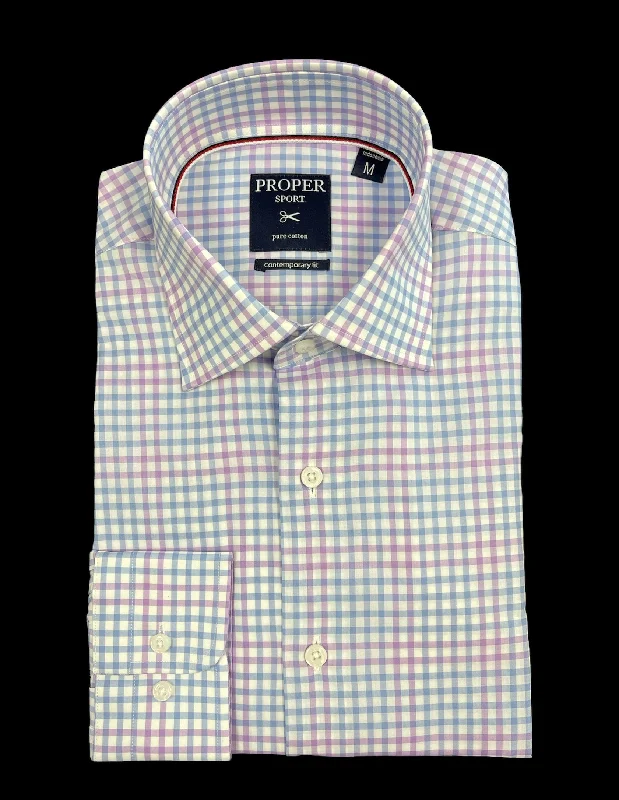 PROPER CONT FIT WINDOWPANE - BLUE/PINK Modern Men's Tech