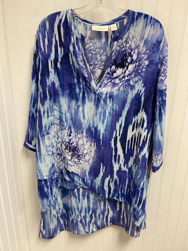 Top Long Sleeve By Chicos In Blue & White, Size: Xl Luxurious Men's High